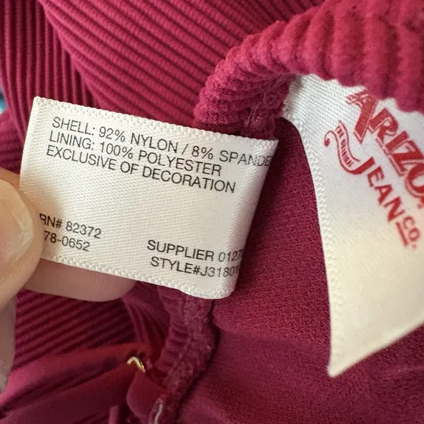 Arizona Jeans Dark Pink V Neck Textured One Piece Swimsuit Cut Outs Size Medium - Image 5