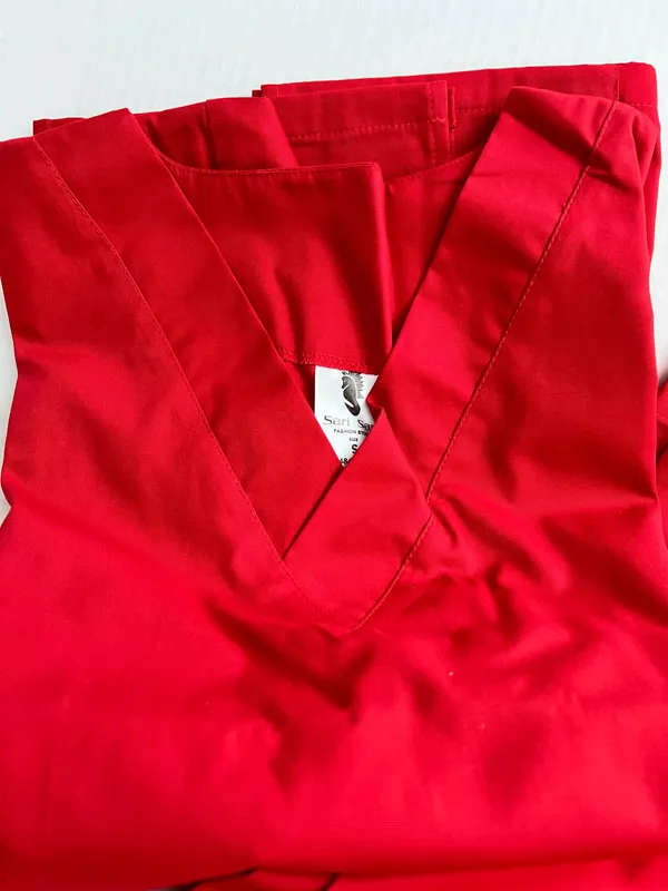 Sari Sari Red Drawstring Pants Scrub Set - Image 2