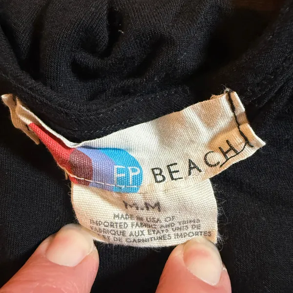 Free People Beach Black‎ Long Sleeve Crop Top Scoop Neck Size Medium OB401051 - Image 5