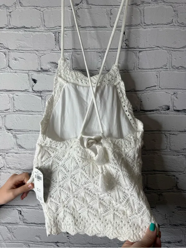 NWT Hollister White Knit Crochet halter top with Spaghetti Straps XS - Image 5