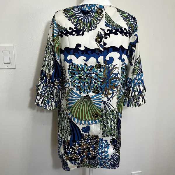 TIBI NEW YORK Colorful silk Tunic‎ blouse under the sea Tropical Resort size 6? - Image 5