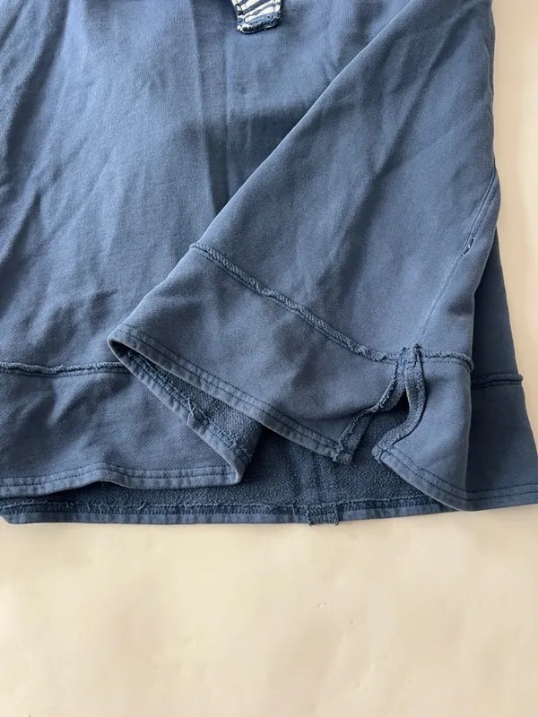 Free People x We The Free Clean Prep Polo Pullover Sweater Top Blue White Medium - Image 5