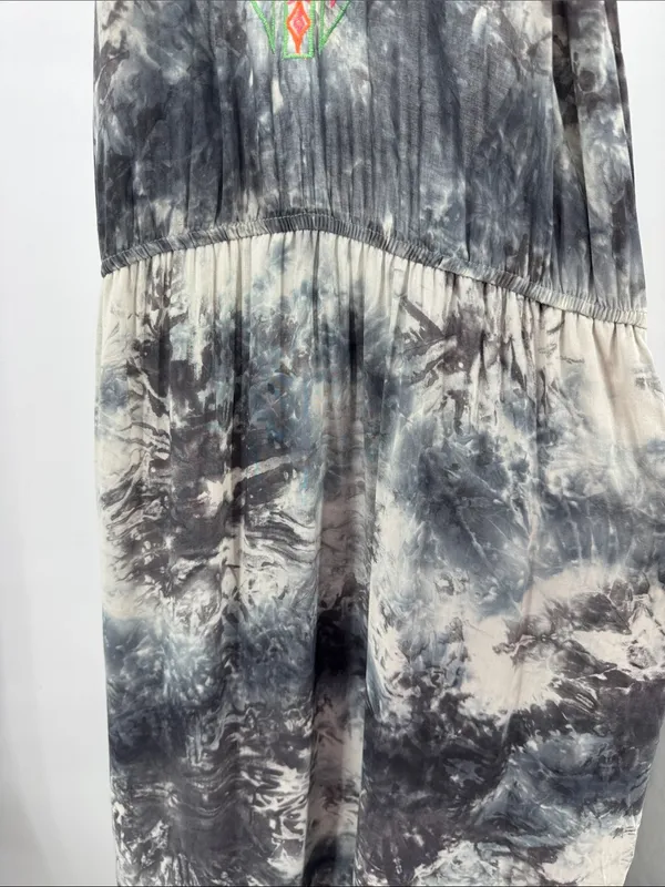 Flying Tomato halter open back Maxi Dress Gray Tie-Dye neon embroidered M summer - Image 4
