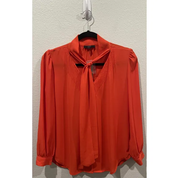 J.Crew Long Sleeve Tie Red Blouse - Image 2