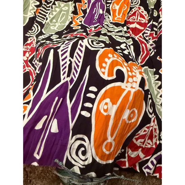 Vintage Rebecca Thomas 90s Rayon Tribal Maxi Skirt Artsy Boho Size Whimsygoth - Image 2