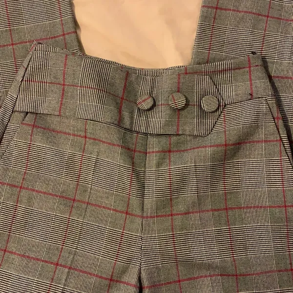 ZARA Grey Plaid wide leg culottes Size XS - Image 4