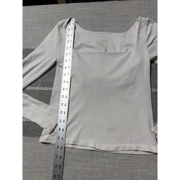Free People Intimately Square Eye Seamless Long Sleeve Top White M/L - Image 2