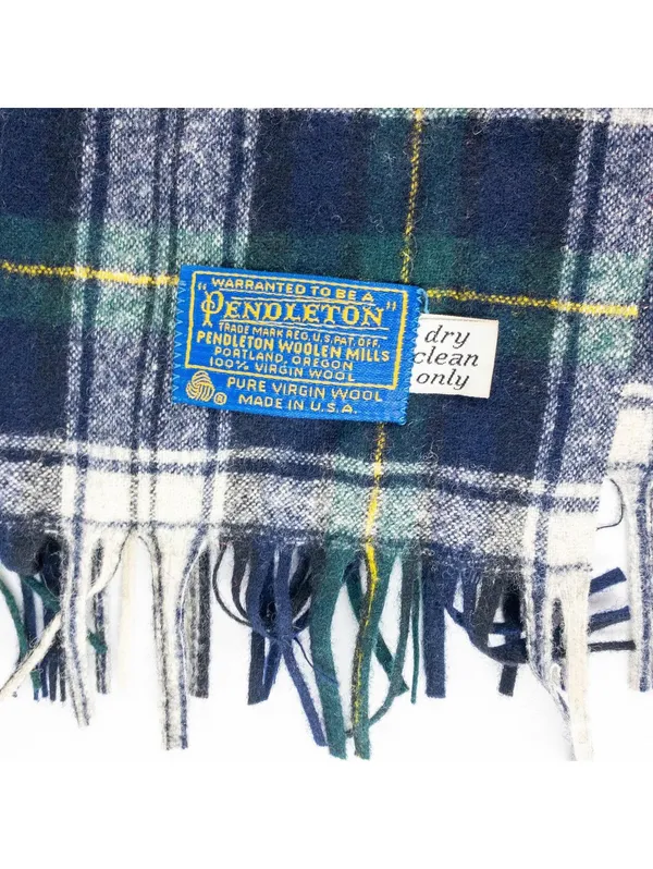 Pendleton Vintage Green Plaid Wool Scarf Unisex Men Women US - Image 11