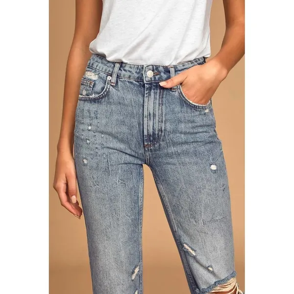 We‎ the Free People Dakota Straight Leg Jeans Size 29 Denim Distressed Cigarette - Image 12