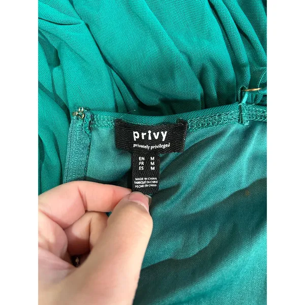 Privy Emerald Green Ruched Midi Dress Bodycon Medium Formal Autumn Wedding Guest - Image 3