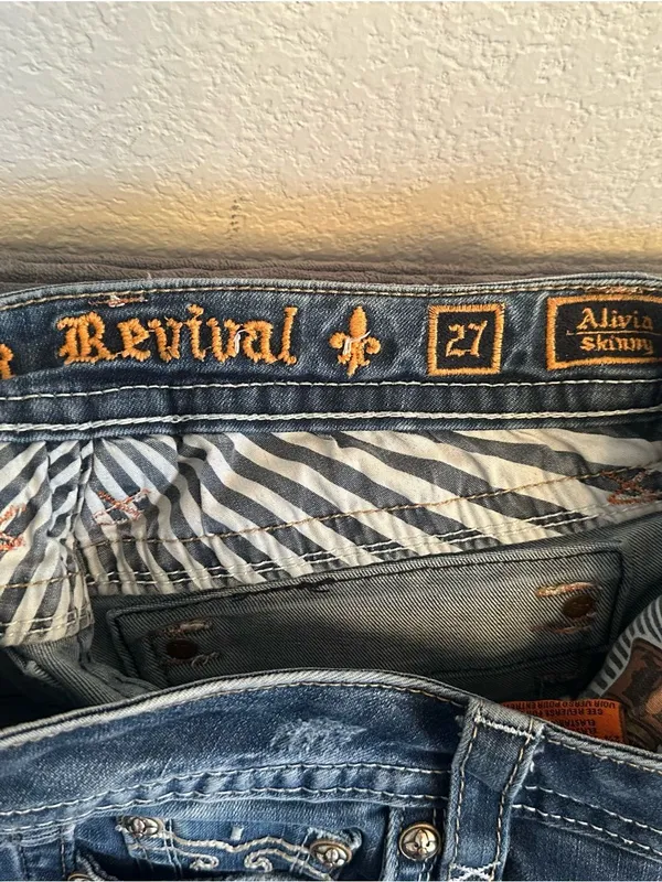 Rock Revival Women's Distressed Alivia‎ Slim Straight Jeans - Light Blue - Image 4