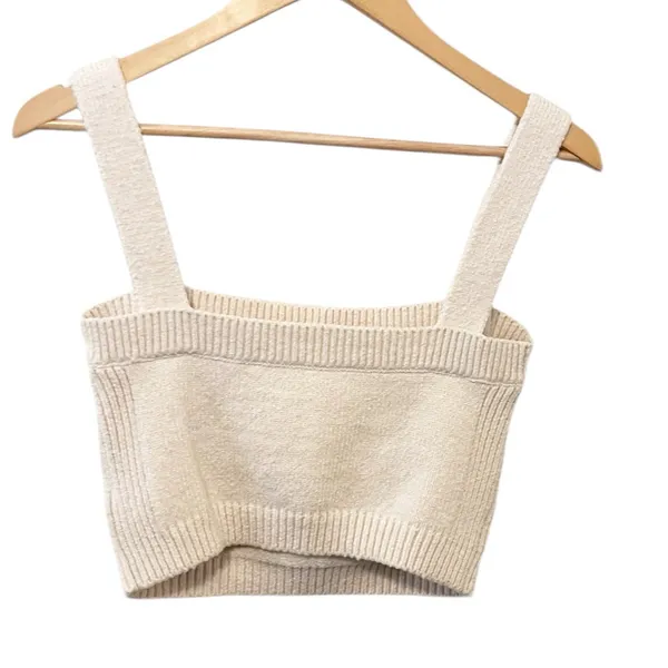 A.L.C. Women’s Winona Cream Cashmere Blend Cropped Knit Tank Top Large‎ - Image 3
