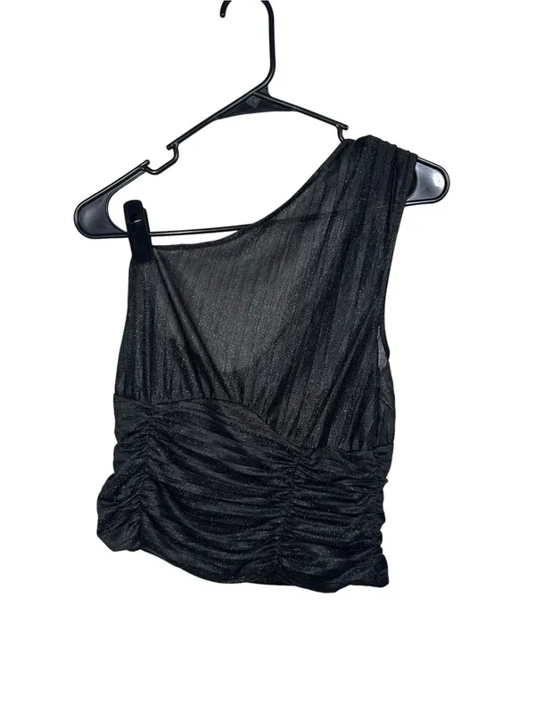 By Anthropologie One Shoulder Sheer Ruched Top Size Small - Image 3