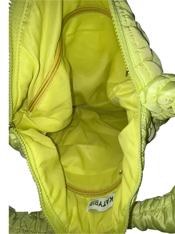 Katydid Oversized Quilted Hobo Tote Bag Lime Green Puffer NWOT - Image 5