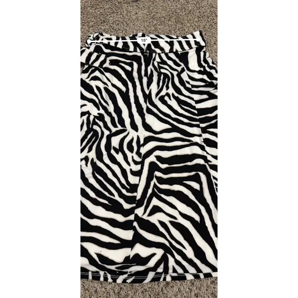White House Black Market Zebra Print Belted Midi Skirt Black White Womens Medium - Image 7