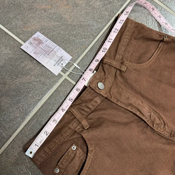 NEW Oyrosy Vintage Western Fringe Flared Jeans Brown Small - Image 9