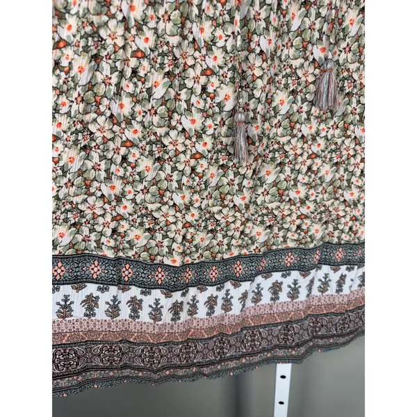 Knox‎ Rose Floral Boho Tassel Mini Dress Small Rayon Lined Cottagecore Earthy - Image 6