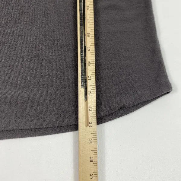 Pleione‎ Shirt Women Small Gray V-Neck Ruched Cap Sleeve Soft Knit Anthropologie - Image 4