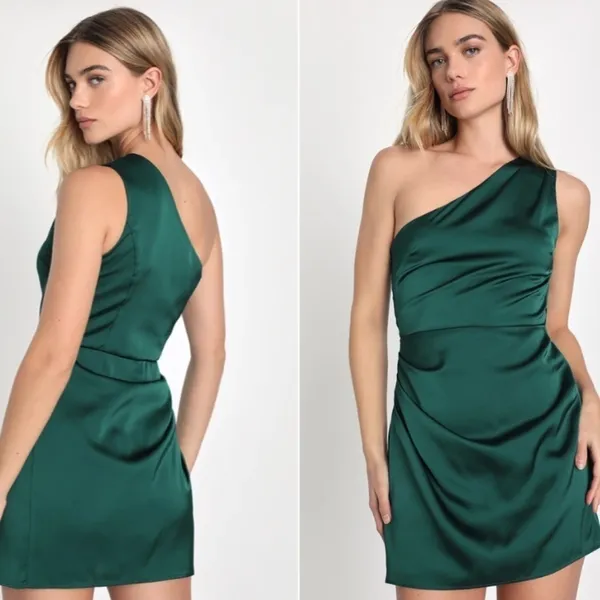 LULU's Satin Elegant Sexy Chic Prom Wedding Formal Event One Mini Dress NWOT - Image 3