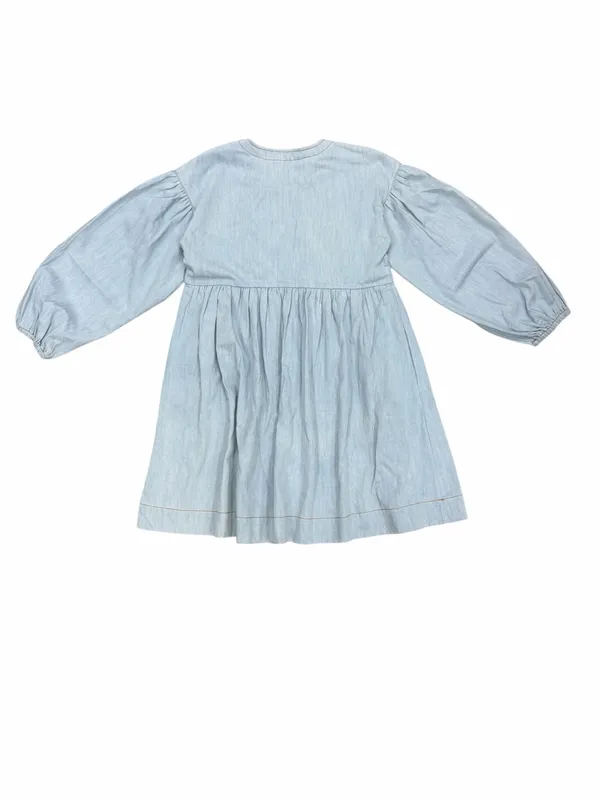 Anthropologie Long Sleeve Square Neck Denim Babydoll Mini Dress - Image 3