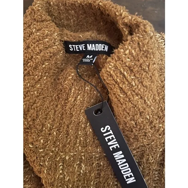 Steve Madden Mock Neck Sweater Womens Medium Brown New Ribbed - Image 6