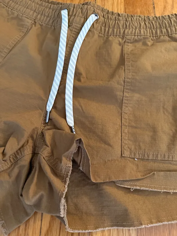 Vuori vintage rip stop short Elastic Waist Utility Brown size large organic - Image 3