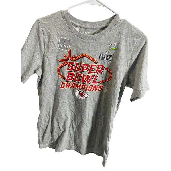 Nike Super‎ Bowl LVII Champions Chiefs Tee Size L Gray Short Sleeve Women’s - Image 3