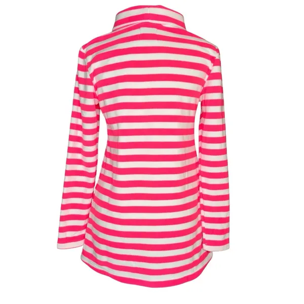 NWT Dudley Stephens S Pink‎ Striped Cobble Hill Vello Fleece Mock Neck Pockets - Image 3