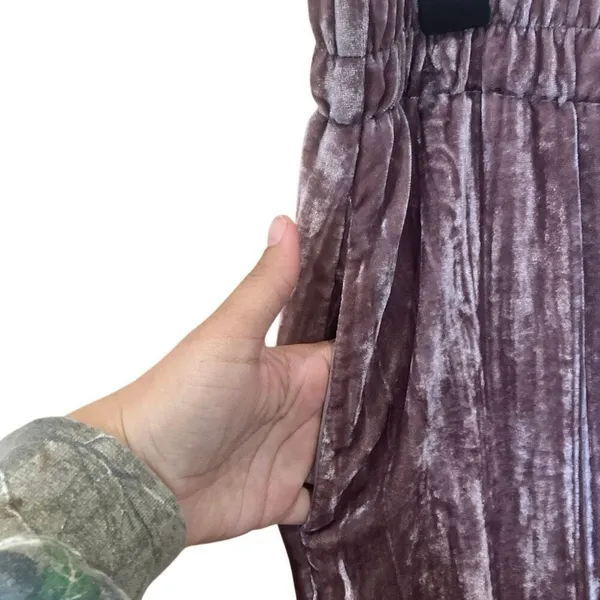 Tina Jo Anthropologie Pink Velour Straight Leg Pants Small #778 - Image 8