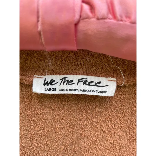 We The Free Free People Henley Top Ribbed Knit Long Sleeve Rust Orange Large - Image 2