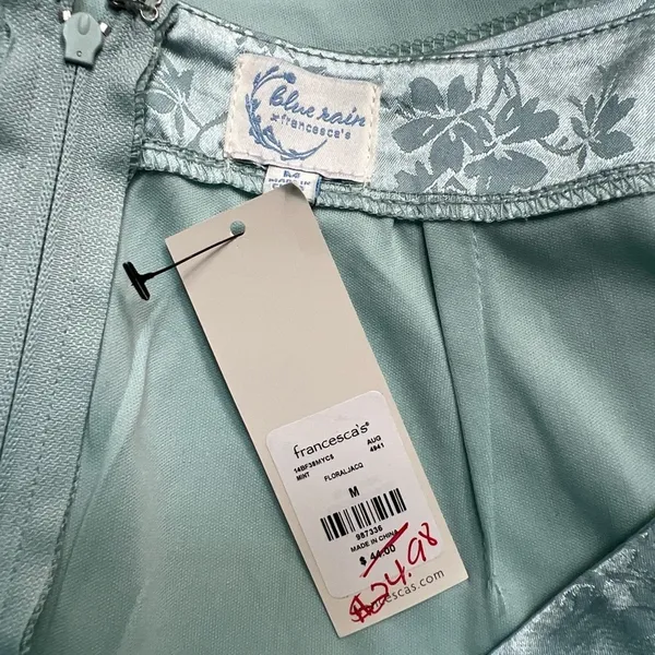 Francesca’s Blue Rain‎ Floral Embossed Satin Mini Skirt - Image 6