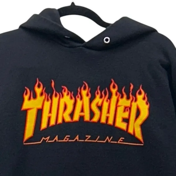 Thrasher Flame‎ Hoodie Sweatshirt Black Small - Image 3