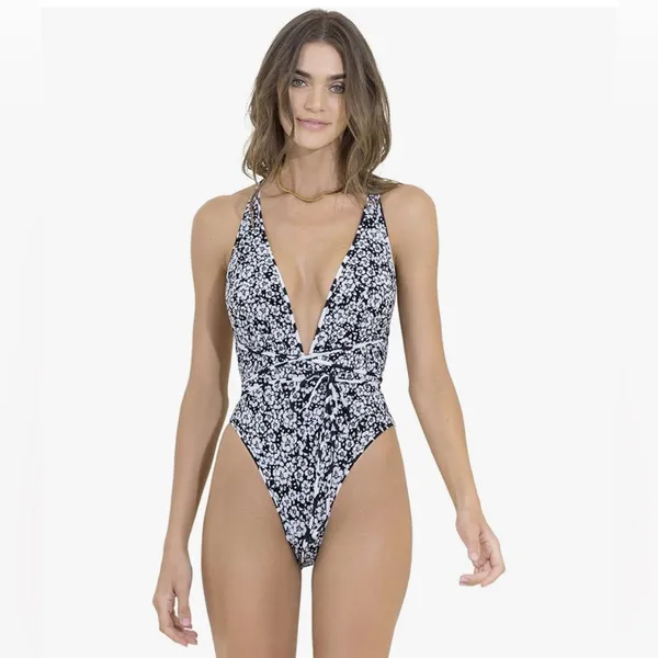 New! MAAJI Spot Butterfly Safari Plunge One Piece Reversible‎ Black White Medium - Image 8