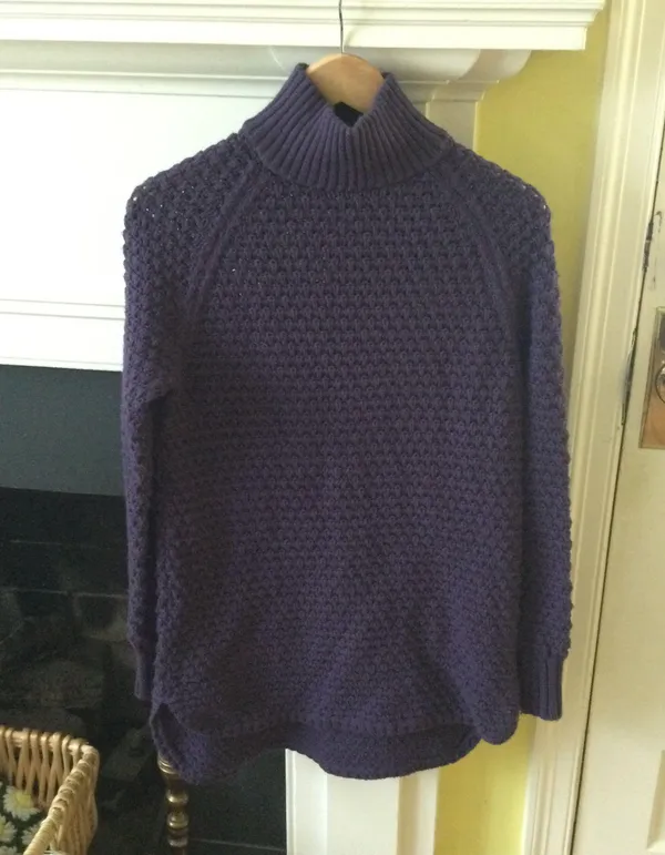 Mockneck Chunky Long Tunic Sweater Purple/Blue - Sz Medium - Image 13