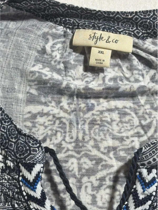 Style & Co Women's Sleeveless Patchwork Print Blouse XXL - Image 4