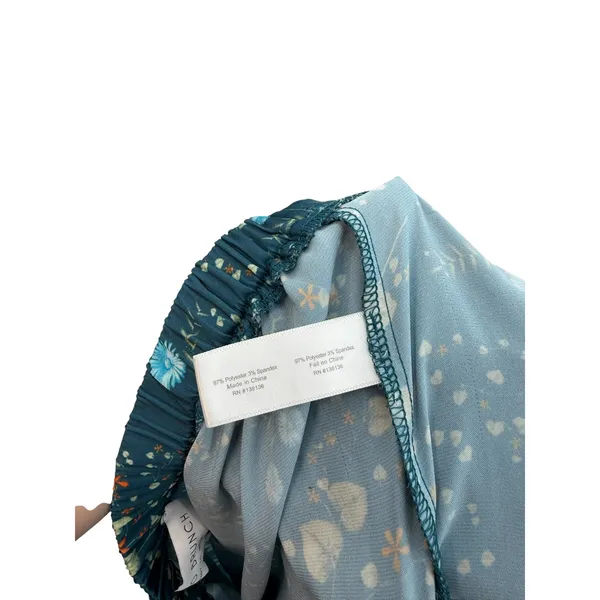 Bed To Brunch Botanical Pajama Lounge Pants Teal Satin Feel Drawstring Small‎ - Image 13