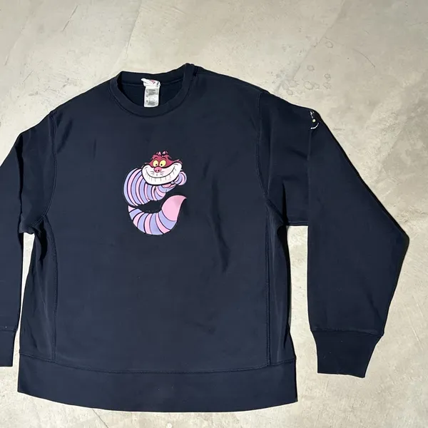 Vintage Disney Store SZ XL Cheshire Cat Sweatshirt Alice In Wonderland Blue Y2K - Image 2