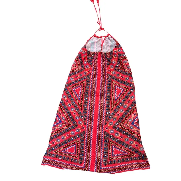 Flying Tomato Red Multicolor Geometric Halter Maxi Dress size medium - Image 3