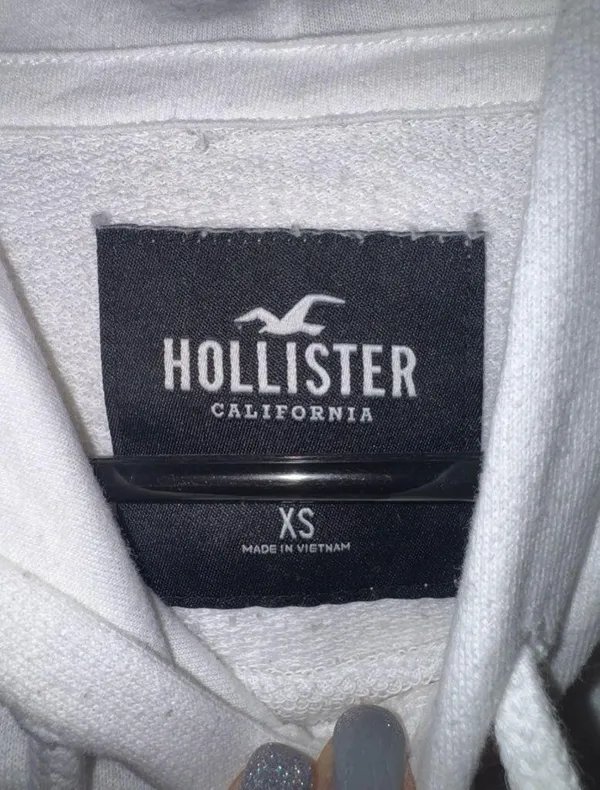 Hollister California Logo Fleece Hoodie Sweatshirt White Size XSMALL Unisex - Image 4