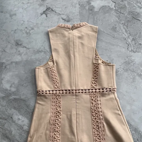 Free People Nude Skyscraper Bodycon Mini Dress Crochet Womens Small‎ S - Image 4