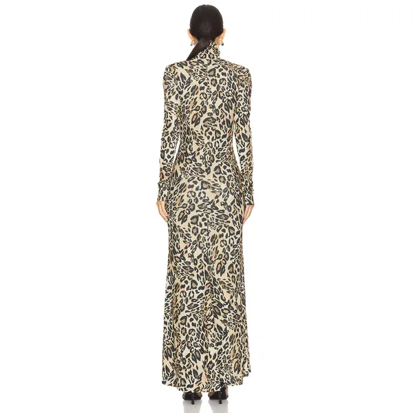 Nanushka Leopard Blaize Zipper Maxi Dress Size Small - Image 3