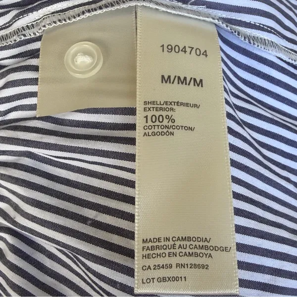 NEW Steve Madden Smock Waist Stripe Button Up 100% Cotton Longsleeve Top, Size M - Image 13