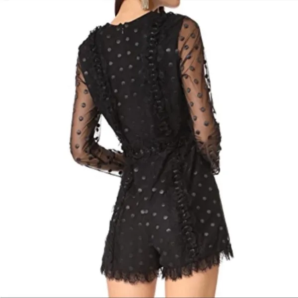 Alexis‎ Samira polka dot ruffle romper black sz L - Image 2