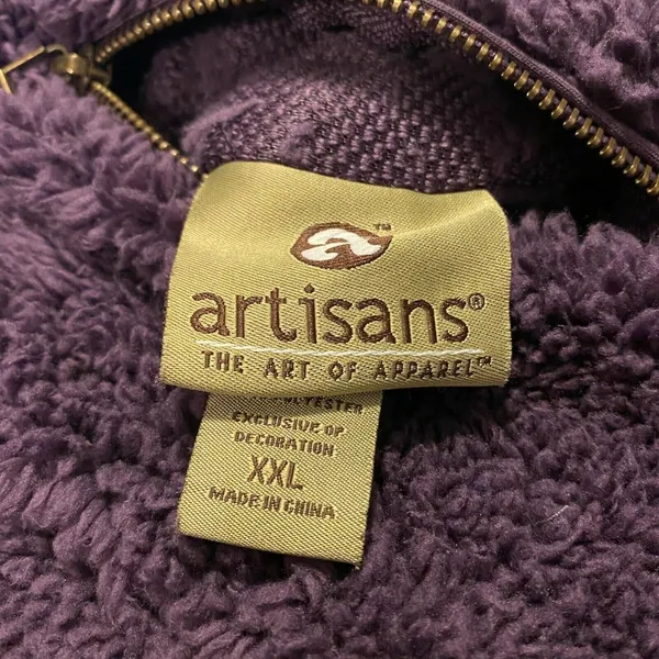 Artisans Vest XXL‎ Purple Plush Fleece Sleeveless High Neck Drawstring - Image 9