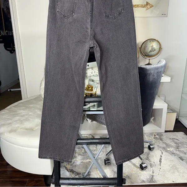 Princess Polly Holly Asymmetric High Rise Straight Leg Black Denim Jeans New - Image 13