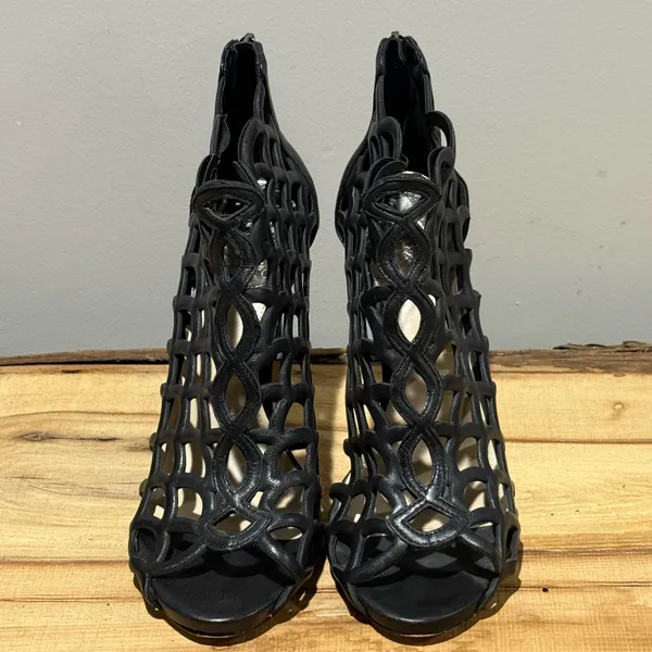 VINCE CAMUTO FONTANELA Shoes Caged Peep Toe Stiletto Heel Bootie Size 9‎ B100 - Image 3