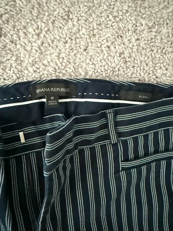 Banana Republic Navy and Grey Pinstripe Pants - Image 3