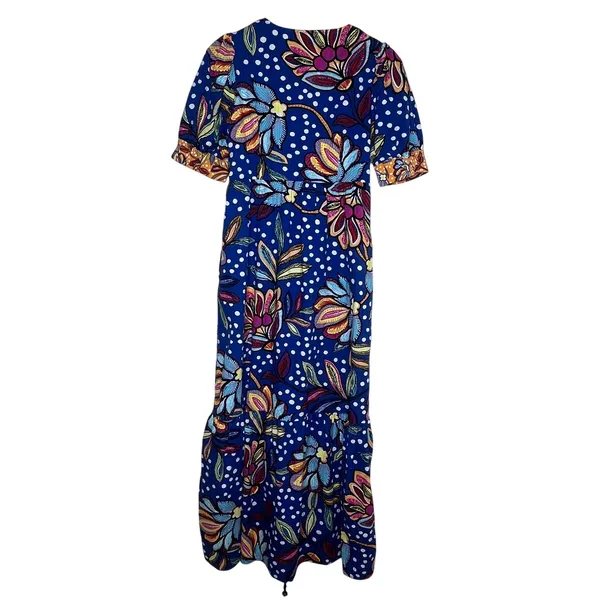 Tabitha Brown for Target Blue Floral Polka Dot Maxi Dress Cotton Tropical Size 4 - Image 3