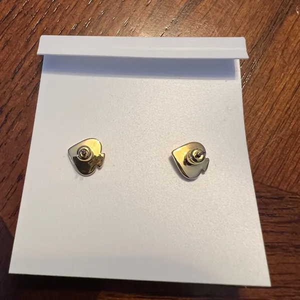 Kate Spade Zirconia Gold and Pink Heart Studs - Image 3