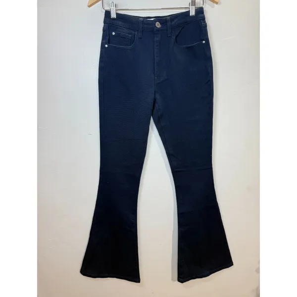 WeWoreWhat High Rise Flare Jeans Women 25 Navy Blue Stretch Denim Trousers 70s - Image 4